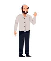A man with a beard waving his hand vector