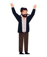 A cartoon man with a beard and a hat vector