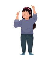 A girl with her hands up and pointing vector