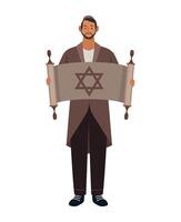 Jewish man holding a scroll of the law vector