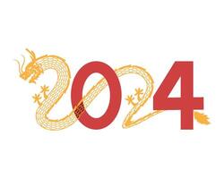 The year 2014 is represented by a dragon vector