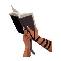A hand holding a book with a band on it vector