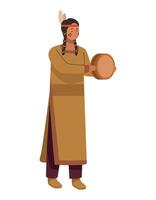 Indian man in native costume holding a drum vector