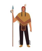 Native american indian man with spear illustration vector