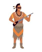 Native american indian man with gun illustration vector