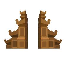 Two wooden columns with ornate designs vector