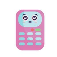 A cartoon phone with eyes and a heart vector
