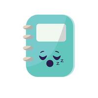 A blue notebook with a sleeping face vector