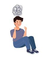 A man sitting on the floor with a ball of string above his head vector
