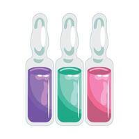 Three bottles of liquid with different colors vector