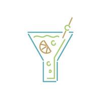 A martini glass with a slice of lemon and a straw vector
