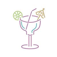 A colorful drink with a straw and umbrella vector