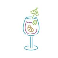 A drink with a lemon slice and umbrella on a white background vector