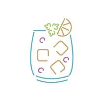 A drink with ice cubes and lemon slices vector