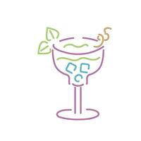 A cocktail with ice and a leaf on top vector