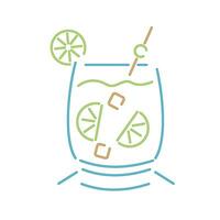 A drink with a slice of lime and a straw vector