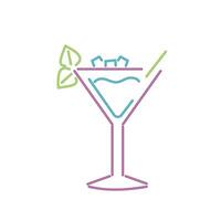 A martini with a slice of lemon and mint vector