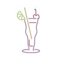 A drink with a straw and a slice of lime vector