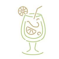 A drink with a slice of lemon and a straw vector