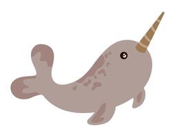 A narwhal with a horn on its head vector