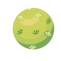 A green ball with paw prints on it vector