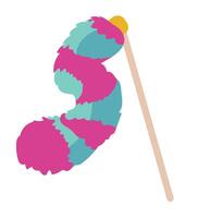 A colorful and fluffy mop with a stick vector