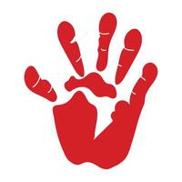 A red hand print on a white background vector