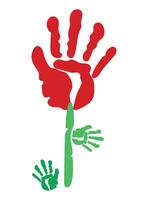 A handprint with a red rose and green hand vector