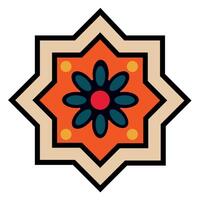 An orange and black star with a flower in the center vector
