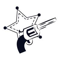 A revolver and a star on a white background vector