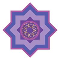 A purple star with a gold design in the center vector