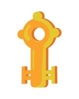 An orange key icon on a white background vector
