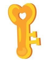 A cartoon key with a heart shape vector