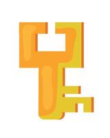 A yellow and orange key with a letter t on it vector