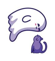 A ghost and a cat are standing next to each other vector