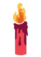 A burning candle with a yellow and red liquid vector