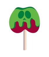 A green lollipop with a skull on it vector