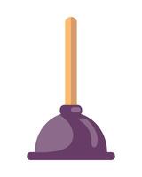 A purple broom with a wooden handle on top vector