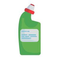 A bottle of green liquid with a red cap vector