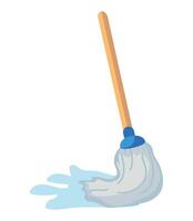 A mop with a blue handle and a white background vector