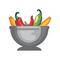 A bowl full of peppers and peppers on a white background vector