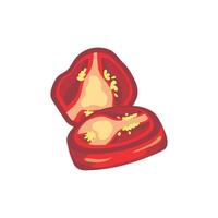 A tomato with a slice cut out of it vector