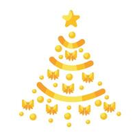 Christmas tree with gold bows and bows vector