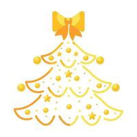 Christmas tree with bow and stars vector