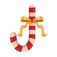 A candy cane with a bow and ribbon on it vector