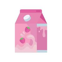 A strawberry milk carton with strawberry on top vector