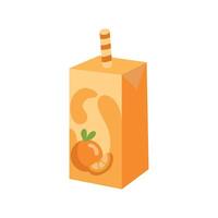 Orange juice in a carton with a straw vector