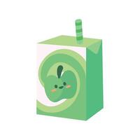 A green apple juice box with a straw vector