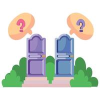 Two doors with question marks on them vector