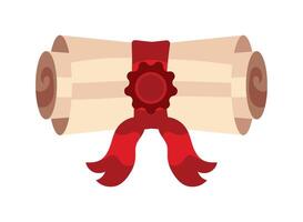 A scroll with a red ribbon on it vector